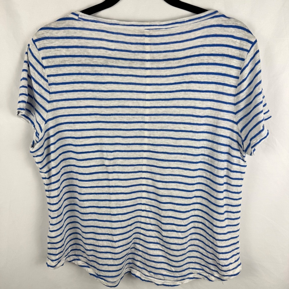 Banana Republic Linen Striped Blouse Medium‎ Coastal Beachy Casual Boxy Capsule - Picture 7 of 7